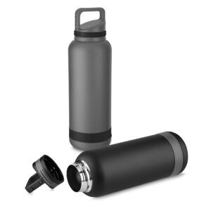 GA 010 - Garrafa térmica em aço inox com parede dupla isolada a vácuo, com capacidade de até 750ml. Tampa rosqueável com anel de silicone para vedação. Alça plástica tipo mosquetão.  Conserva líquidos : ☀️8 horas ❄️12 horas
